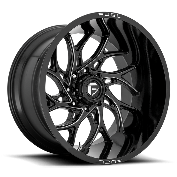 FUEL D74126401845 ALUMINUM WHEELS 26X14 RUNNER D741 8 ON 180 GLOSS BLACK MILLED 124.3 BORE -75 OFFSET