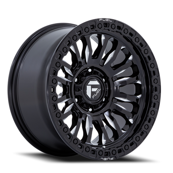 FUEL FC857BE20108018N ALUMINUM WHEELS 20X10 RINCON SBL FC857BE 8 ON 165.1 GLOSS BLACK MILLED 125.1 BORE -18 OFFSET