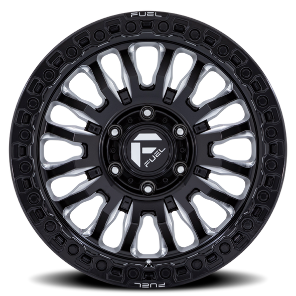 FUEL FC857BE18908001 ALUMINUM WHEELS 18X9 RINCON SBL FC857BE 8 ON 165.1 GLOSS BLACK MILLED 125.1 BORE 1 OFFSET