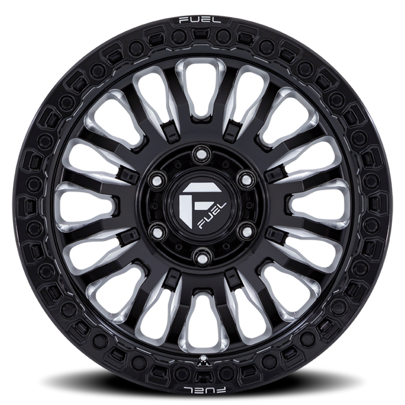 FUEL FC857BE17908812N ALUMINUM WHEELS 17X9 RINCON SBL FC857BE 8 ON 180 GLOSS BLACK MILLED 124.2 BORE -12 OFFSET