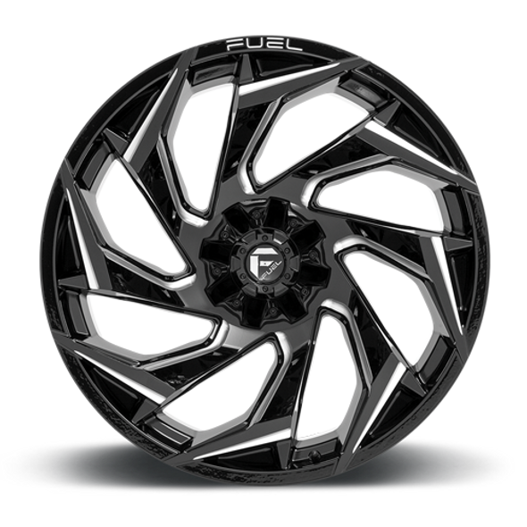 FUEL D75320908250 ALUMINUM WHEELS 20X9 REACTION D753 8 ON 165.1 GLOSS BLACK MILLED 125.2 BORE 1 OFFSET