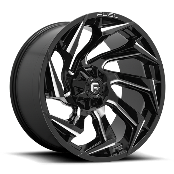 FUEL D75320001747 ALUMINUM WHEELS 20X10 REACTION D753 8 ON 170 GLOSS BLACK MILLED 125.1 BORE -18 OFFSET