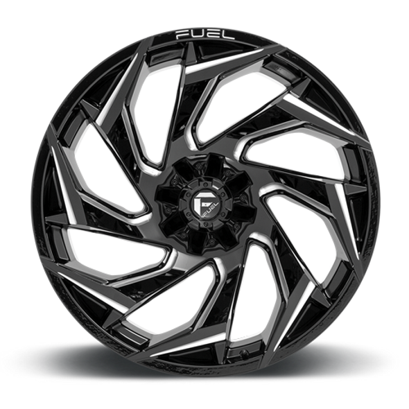 FUEL D75318908250 ALUMINUM WHEELS 18X9 REACTION D753 8 ON 165.1 GLOSS BLACK MILLED 125.1 BORE 1 OFFSET