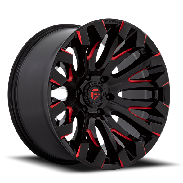 FUEL D82920908250 ALUMINUM WHEELS 20X9 QUAKE D829 8 ON 165.1 GLOSS BLACK MILLED RED 125.1 BORE 1 OFFSET
