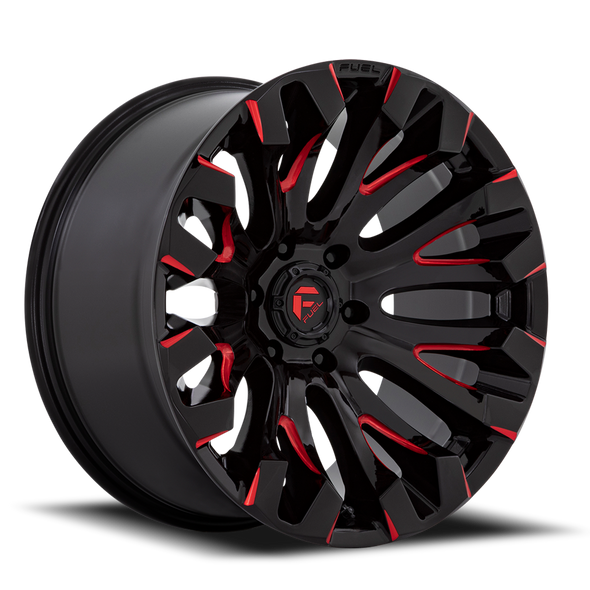 FUEL D82920008247 ALUMINUM WHEELS 20X10 QUAKE D829 8 ON 165.1 GLOSS BLACK MILLED RED 125.1 BORE -18 OFFSET