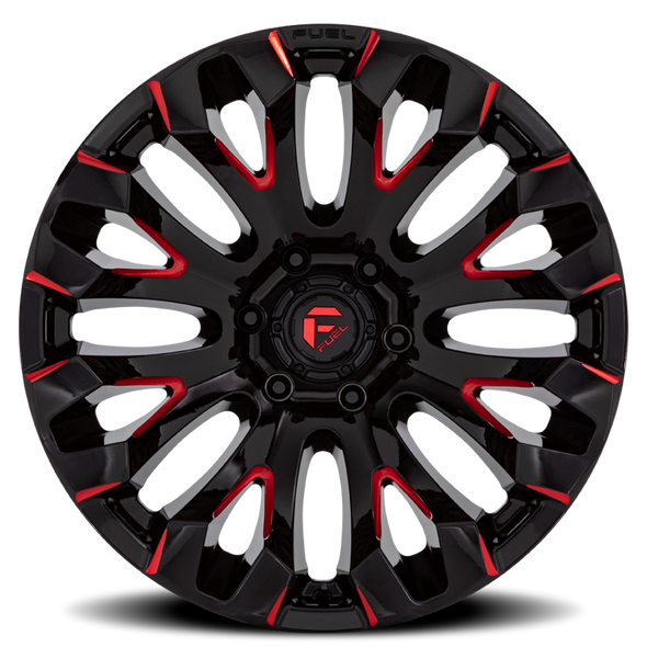 FUEL D82920001747 ALUMINUM WHEELS 20X10 QUAKE D829 8 ON 170 GLOSS BLACK MILLED RED 125.1 BORE -18 OFFSET