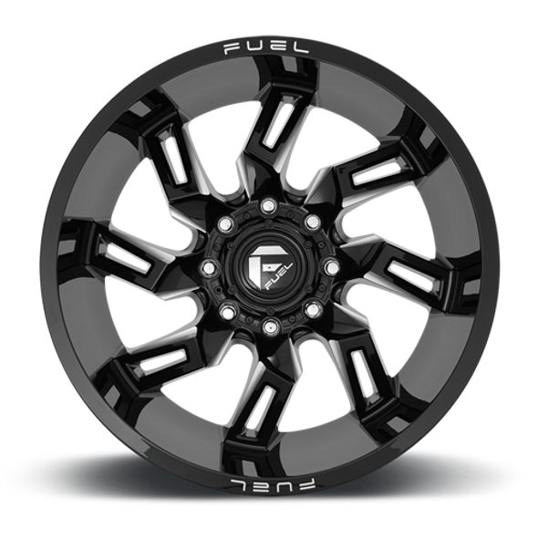 FUEL D74722001847 ALUMINUM WHEELS 22X10 LOCKDOWN D747 8 ON 180 GLOSS BLACK MILLED 124.3 BORE -18 OFFSET