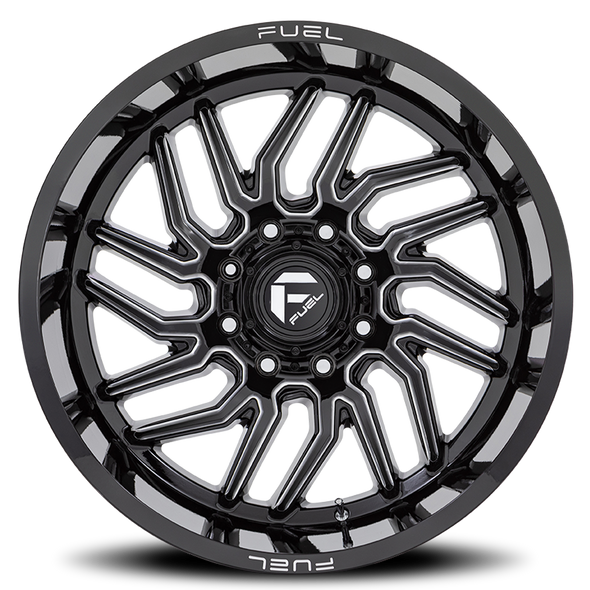 FUEL D80724201747 ALUMINUM WHEELS 24X12 HURRICANE D807 8 ON 170 GLOSS BLACK MILLED 125.1 BORE -44 OFFSET