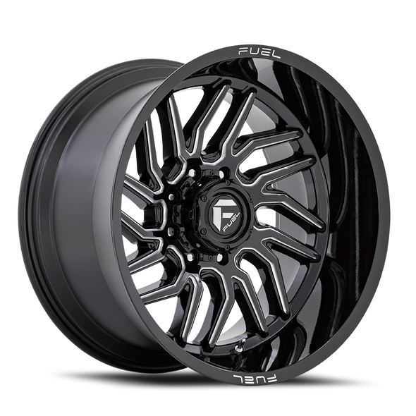 FUEL D80724201747 ALUMINUM WHEELS 24X12 HURRICANE D807 8 ON 170 GLOSS BLACK MILLED 125.1 BORE -44 OFFSET