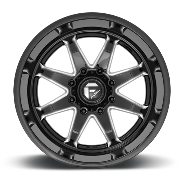 FUEL D74920908250 ALUMINUM WHEELS 20X9 HAMMER D749 8 ON 165.1 GLOSS BLACK MILLED 125.2 BORE 1 OFFSET