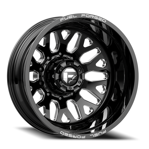 FUEL DE192482A935 DUALLY WHEELS 24X8.25 FF19D DUALLY DE19 BK 10 ON 225 GLOSS BLACK MILLED 170.1 BORE -200 OFFSET OUTER DUALLY