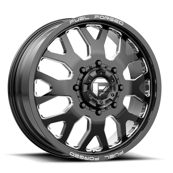 FUEL DE19248293 DUALLY WHEELS 24X8.25 FF19D DUALLY DE19 BK 8 ON 210 GLOSS BLACK MILLED 154.3 BORE 105 OFFSET FRONT DUALLY