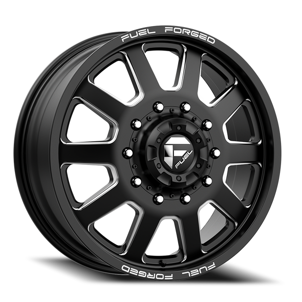 FUEL DE092282A9 DUALLY WHEELS 22X8.5 FF09D DUALLY DE09 BK 10 ON 225 MATTE BLACK MILLED 170.1 BORE 105 OFFSET FRONT DUALLY