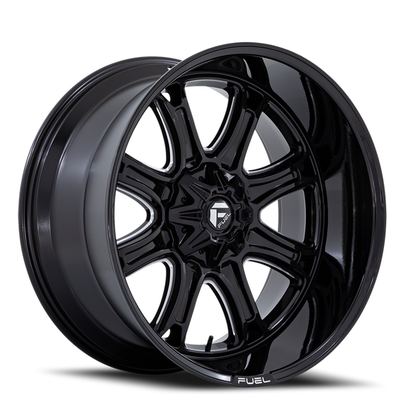 FUEL FC853BE22908701 ALUMINUM WHEELS 22X9 DARKSTAR FC853BE 8 ON 170 GLOSS BLACK MILLED 125.1 BORE 1 OFFSET