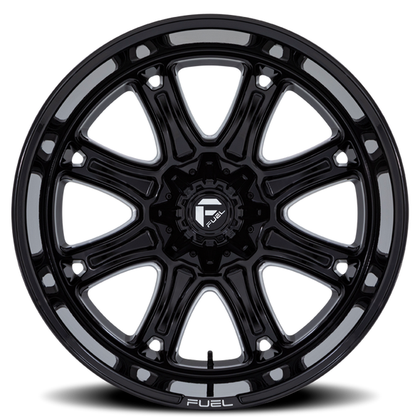FUEL FC853BE22908001 ALUMINUM WHEELS 22X9 DARKSTAR FC853BE 8 ON 165.1 GLOSS BLACK MILLED 125.1 BORE 1 OFFSET