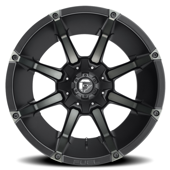 FUEL D55620901757 ALUMINUM WHEELS 20X9 COUPLER D556 8 ON 170 MATTE BLACK/MACHINED DARK TINT 125.1 BORE 20 OFFSET 8 SPOKE