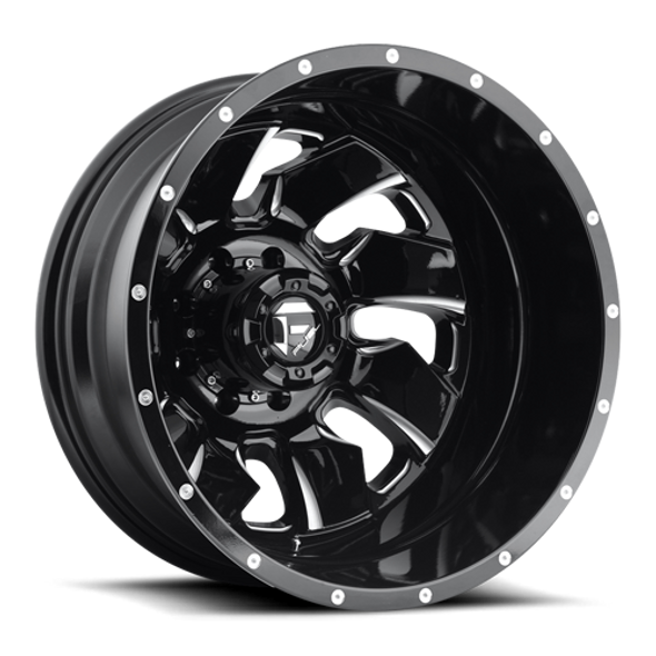 FUEL D57420829345 DUALLY WHEELS 20X8.3 CLEAVER DUALLY D574 8 ON 210 GLOSS BLACK MILLED 154.3 BORE -246 OFFSET MULTI SPOKE OUTER DUALLY