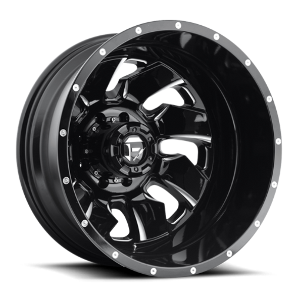FUEL D57420829335 DUALLY WHEELS 20X8.3 CLEAVER DUALLY D574 8 ON 210 GLOSS BLACK MILLED 154.3 BORE -221 OFFSET MULTI SPOKE OUTER DUALLY