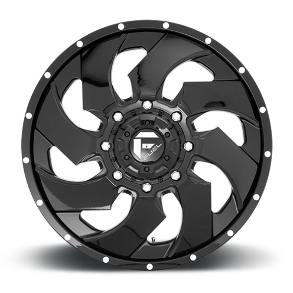 FUEL D574208293 DUALLY WHEELS 20X8.3 CLEAVER DUALLY D574 8 ON 210 GLOSS BLACK MILLED 154.3 BORE 105 OFFSET MULTI SPOKE FRONT DUALLY
