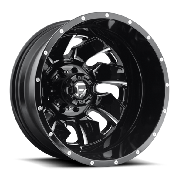 FUEL D57420821725 DUALLY WHEELS 20X8.3 CLEAVER DUALLY D574 8 ON 170 GLOSS BLACK MILLED 125.1 BORE -176 OFFSET MULTI SPOKE OUTER DUALLY