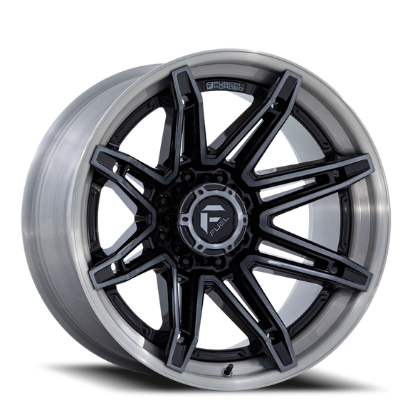 FUEL FC401BT22128844N ALUMINUM WHEELS 22X12 BRAWL FC401BT 8 ON 180 GLOSS BLACK BRUSHED DARK TINT 124.2 BORE -44 OFFSET