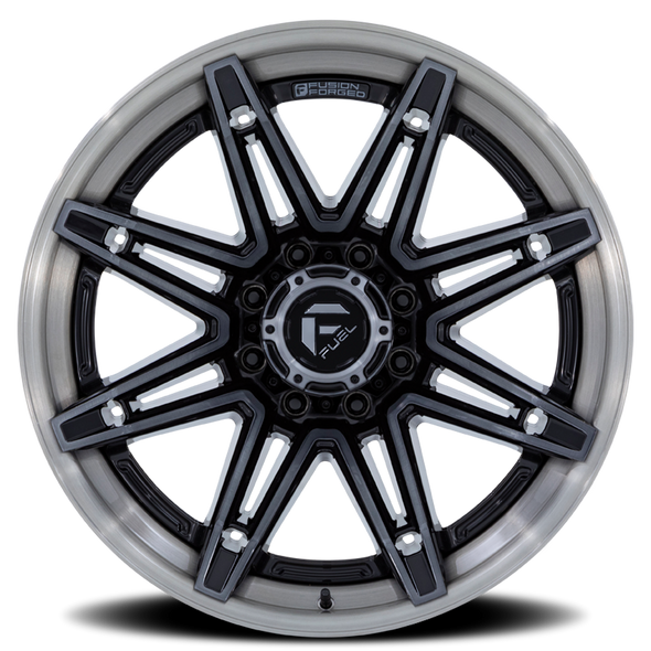 FUEL FC401BT22108718N ALUMINUM WHEELS 22X10 BRAWL FC401BT 8 ON 170 GLOSS BLACK BRUSHED DARK TINT 125.1 BORE -18 OFFSET