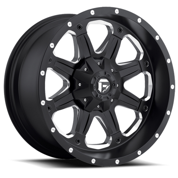 FUEL D53418908249 ALUMINUM WHEELS 18X9 BOOST D534 8 ON 165.1 BLACK MILLED 125.1 BORE 1 OFFSET MULTI SPOKE