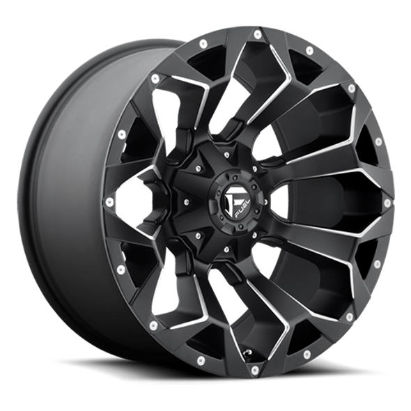 FUEL D54622951860 ALUMINUM WHEELS 22X9.5 ASSAULT D546 8 ON 180 MATTE BLACK MILLED 124.3 BORE 20 OFFSET 8 SPOKE