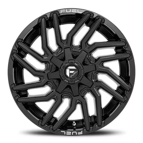 FUEL D77622208247 ALUMINUM WHEELS 22X12 TYPHOON D776 8 ON 165.1 GLOSS BLACK 125.2 BORE -44 OFFSET