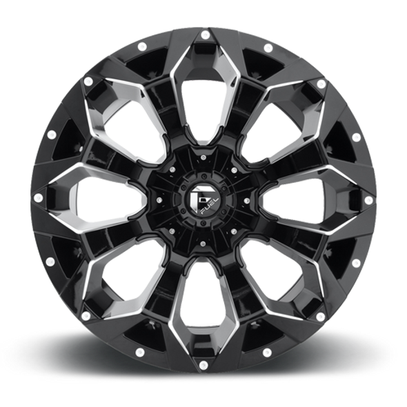 FUEL D57620908257US ALUMINUM WHEELS 20X9 ASSAULT D576 8 ON 165.1 GLOSS BLACK MILLED 125.1 BORE 20 OFFSET 8 SPOKE