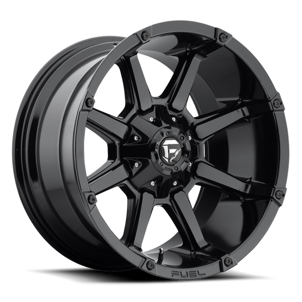 FUEL ALUMINUM WHEELS 20X9 COUPLER D575 8 ON 180 GLOSS BLACK 124.3 BORE 20 OFFSET 8 SPOKE - D57520901857