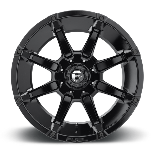 FUEL D57520901750 ALUMINUM WHEELS 20X9 COUPLER D575 8 ON 170 GLOSS BLACK 125.1 BORE 1 OFFSET 8 SPOKE