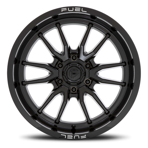 FUEL D76020901857 ALUMINUM WHEELS 20X9 CLASH 6 D760 8 ON 180 GLOSS BLACK 124.2 BORE 20 OFFSET MULTI SPOKE