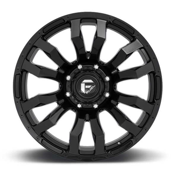 FUEL ALUMINUM WHEELS 22X12 BLITZ D675 8 ON 170 GLOSS BLACK 125.1 BORE -44 OFFSET MULTI SPOKE - D67522201747