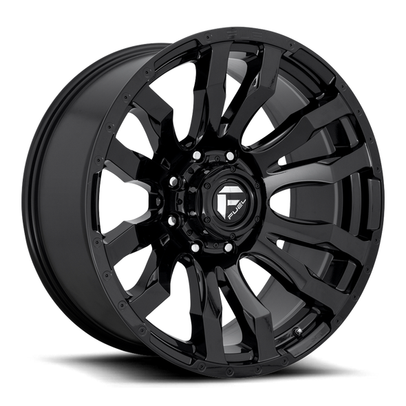 FUEL ALUMINUM WHEELS 22X10 BLITZ D675 8 ON 170 GLOSS BLACK 125.1 BORE -18 OFFSET MULTI SPOKE - D67522001747