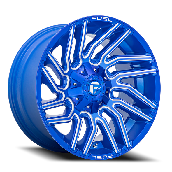 FUEL D77422001747 ALUMINUM WHEELS 22X10 TYPHOON D774 8 ON 170 ANODIZED BLUE MILLED 125.1 BORE -18 OFFSET