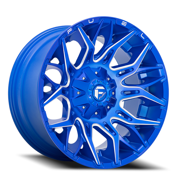 FUEL ALUMINUM WHEELS 22X10 TWITCH D770 8 ON 180 ANODIZED BLUE MILLED 124.3 BORE -18 OFFSET - D77022001847