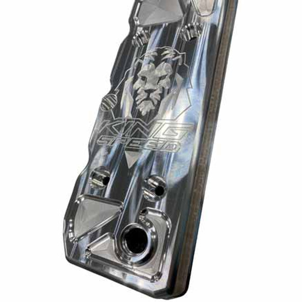 KINGSPEED KSR-BVC-VPR RAW ENGRAVED BILLET VALVE COVER FOR 1998.5-2002 DODGE 5.9L DIESEL