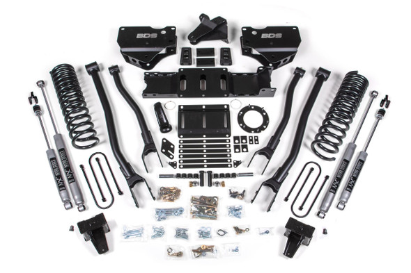BDS SUSPENSION BDS1691H 6 INCH LIFT KIT W/ 4-LINK RAM 3500 19-24 4WD DIESEL WITH FACTORY REAR OVERLOAD LEAF 6 BOLT NX2 NITRO SHOCKS