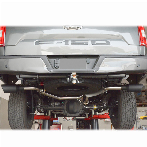 PPE 317040020 EXHAUST CAT BACK FORD F150 (2015-2022) RAW TUBE BLACK TIPS