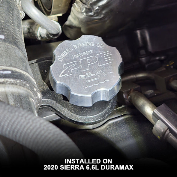 PPE 114003017 2001-2023 GM 6.6L/3.0L DURAMAX BILLET ALUMINUM ENGINE OIL FILLER CAP