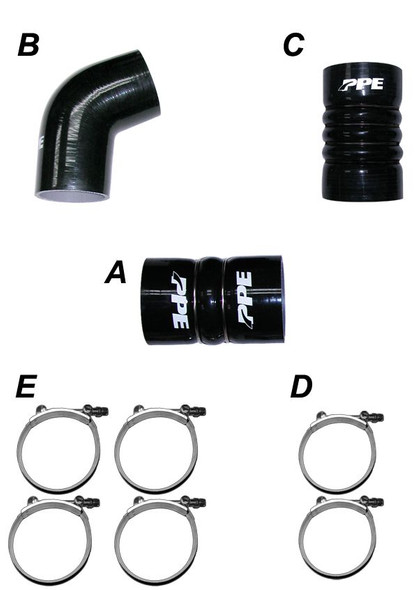 PPE 115910610 LBZ/LMM 06-10 SILICONE HOSE AND CLAMP KIT BLACK