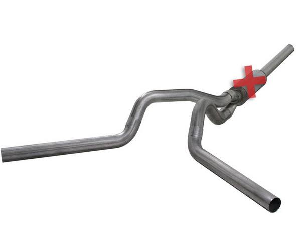DIAMOND EYE K4236S-RP CAT BACK EXHAUST SYSTEM SINGLE IN/DUAL OUT 04.5-07.5 DODGE RAM 2500/3500 4 INCH NO MUFFLER409 STAINLESS