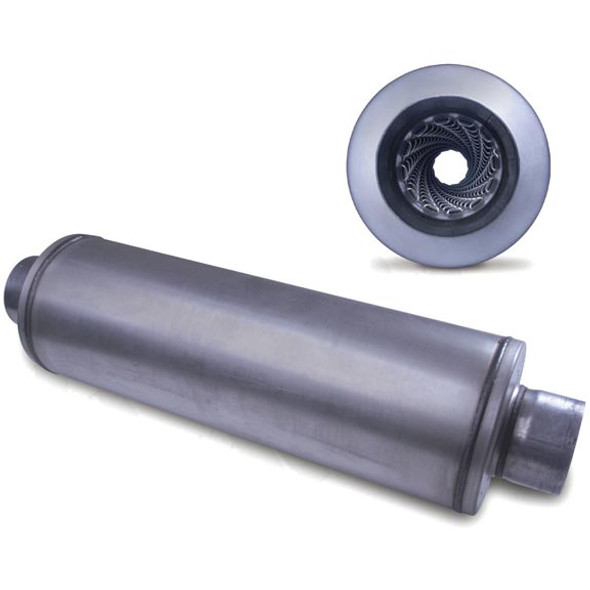 DIAMOND EYE 460150 DIESEL EXHAUST MUFFLER 26 INCH ROUND 5 INCH INLET/OUTLET ALUMINIZED PERFORMANCE LOUVERED EXHAUST MUFFLER