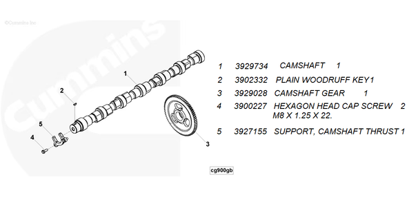 CUMMINS CAMSHAFT PLAIN WOODRUFF KEY 89-18 5.9L/6.7L - 3902332