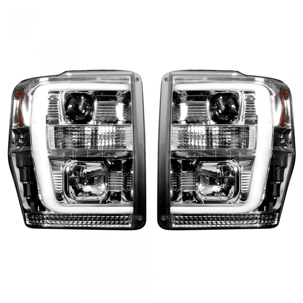 RECON 264196CLC PROJECTOR HEADLIGHTS OLED HALOS DRL CLEAR/CHROME 08-10 FORD SUPER DUTY