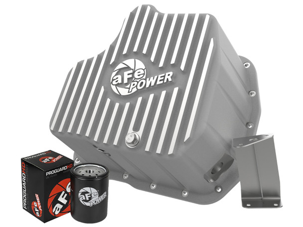 AFE POWER 46-70340 STREET SERIES ENGINE OIL PAN RAW W/MACHINED FINS /EXTRA DEEP 2011-2016 GM 6.6L DURAMAX (WITH 6" LIFT)