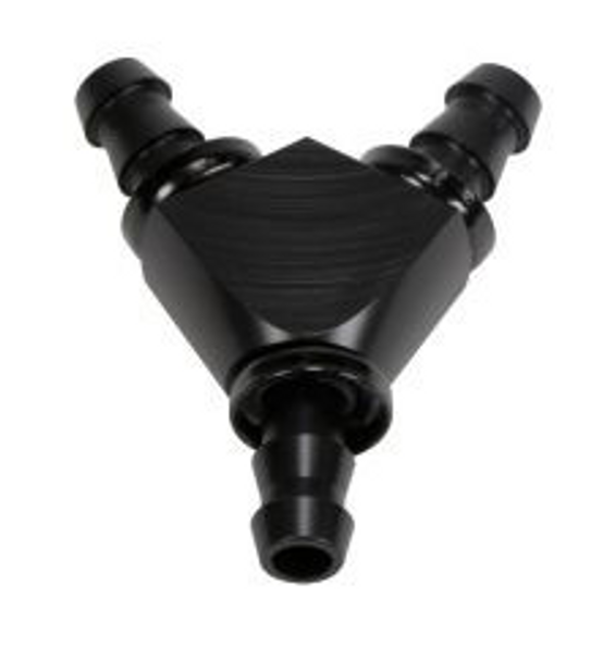 FLEECE FPE-FIT-Y08-BLK 1/2 INCH BLACK ANODIZED ALUMINUM Y BARBED FITTING (FOR -8 PUSHLOCK HOSE) UNIVERSAL