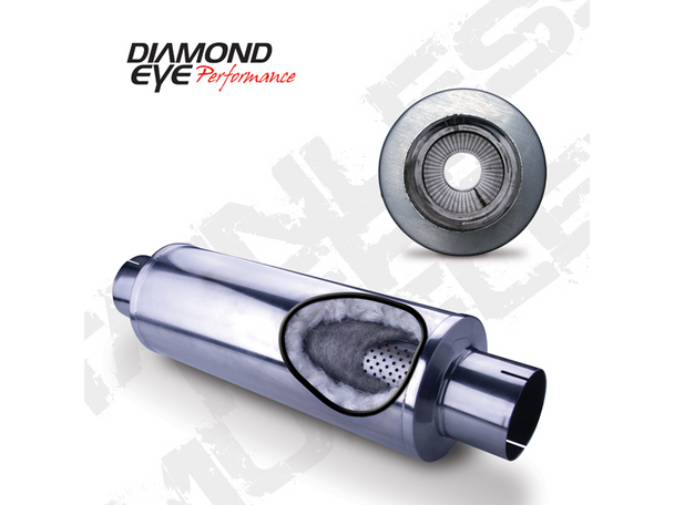 DIAMOND EYE 460031 EXHAUST MUFFLER 4IN. 409 STAINLESS STEEL PERFORMANCE PERFORATED