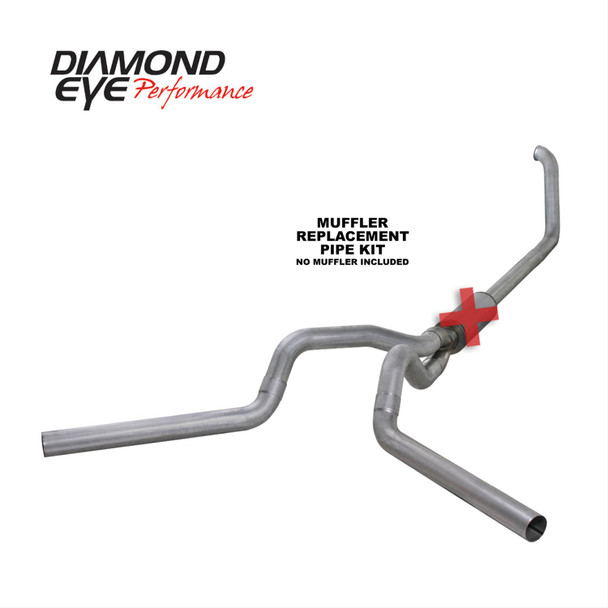 DIAMOND EYE K4320A-RP EXHAUST SYSTEM KIT 4IN. ALUMINIZED, NO MUFFLER 1999-2003.5 FORD 7.3L POWERSTROKE F250/F350